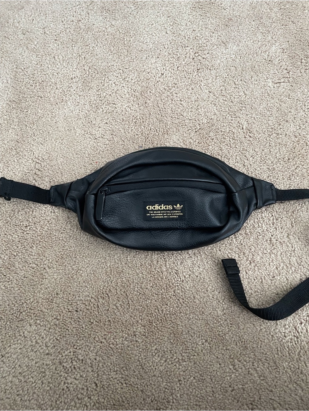 adidas Black Leather Waist Bag - Fanny Pack